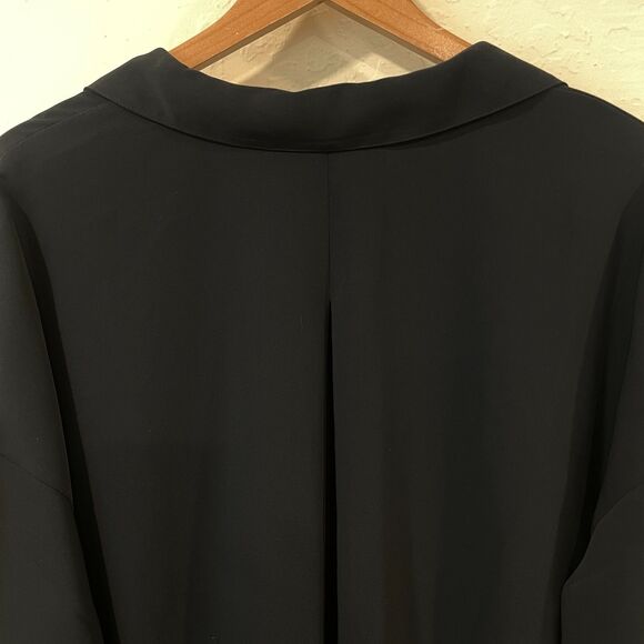 ~ J.Jill 2x Wearever Dress Black Vneck Tunic Above Knee Long Sleeve Pleated Slit - Picture 4 of 14